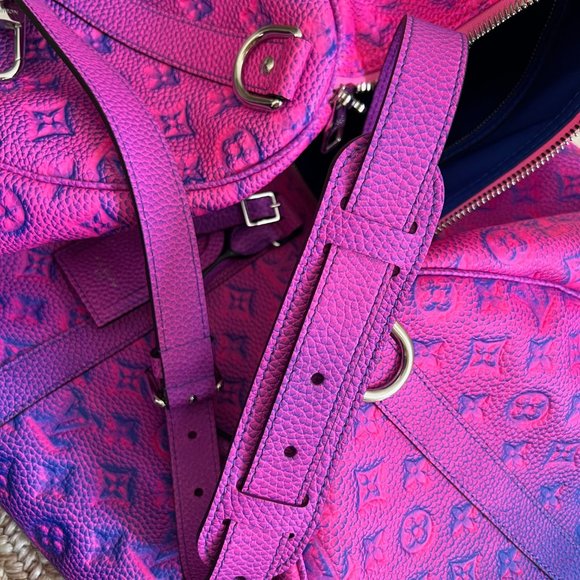 Louis Vuitton Virgil Pink Blue Monogram Illusion Keepall Bandouliere 50 Duffle - Picture 15 of 15